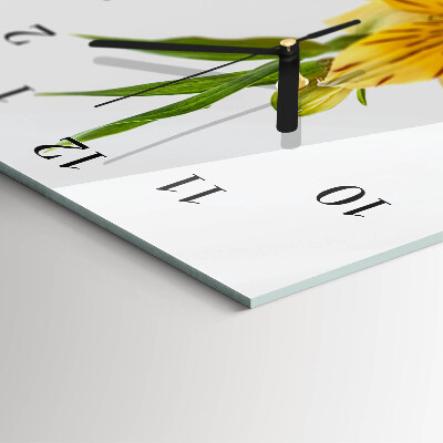 Orologio verticale in vetro Fiori gialli