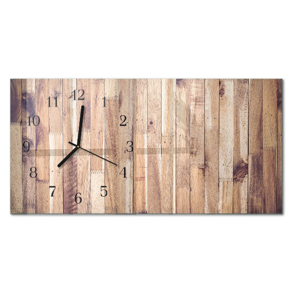 Orologio in vetro orizzontale Tavole di legno