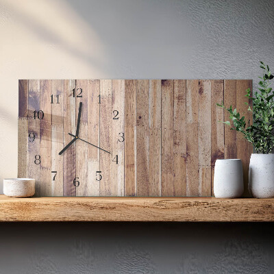 Orologio in vetro orizzontale Tavole di legno