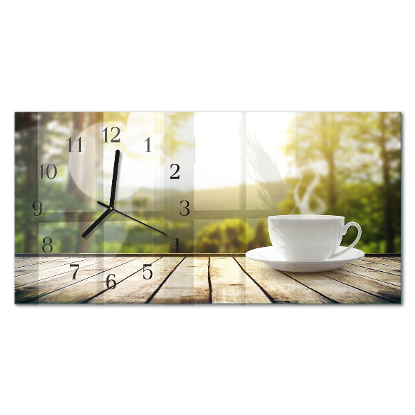 Orologio in vetro orizzontale Una tazza di caffè