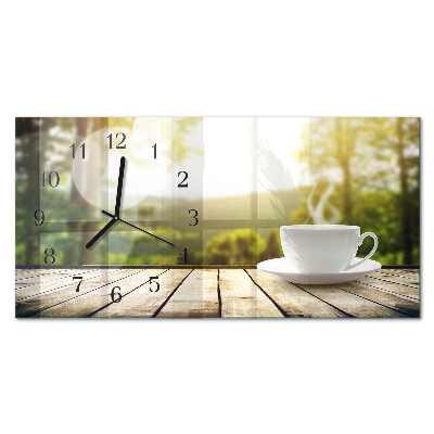 Orologio in vetro orizzontale Una tazza di caffè