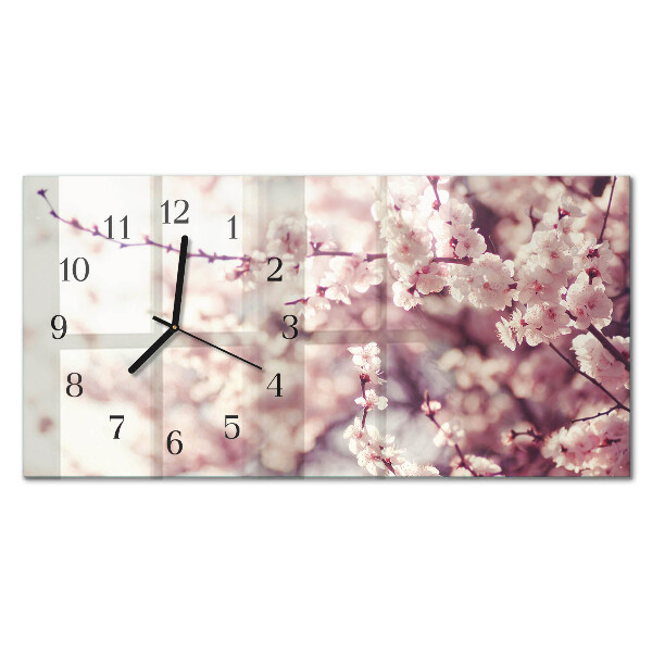 Orologio in vetro orizzontale Fiori di ciliegio