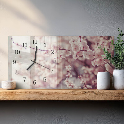 Orologio in vetro orizzontale Fiori di ciliegio