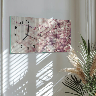 Orologio in vetro orizzontale Fiori di ciliegio