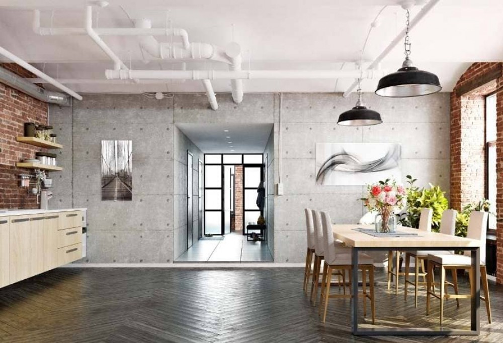 Soggiorno in stile loft