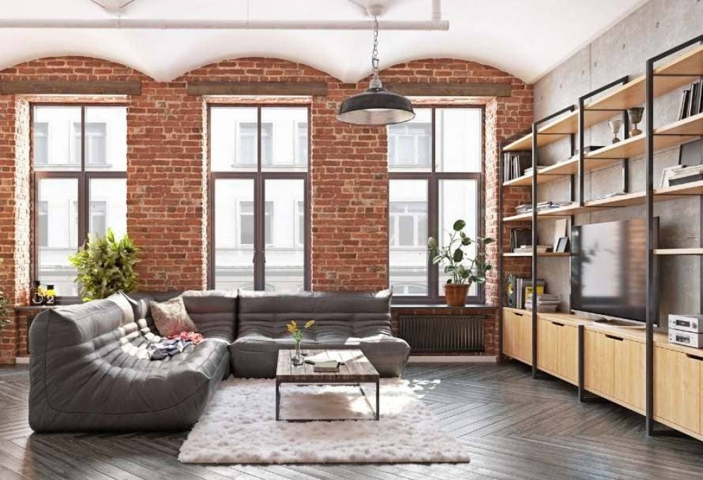 Soggiorno in stile loft
