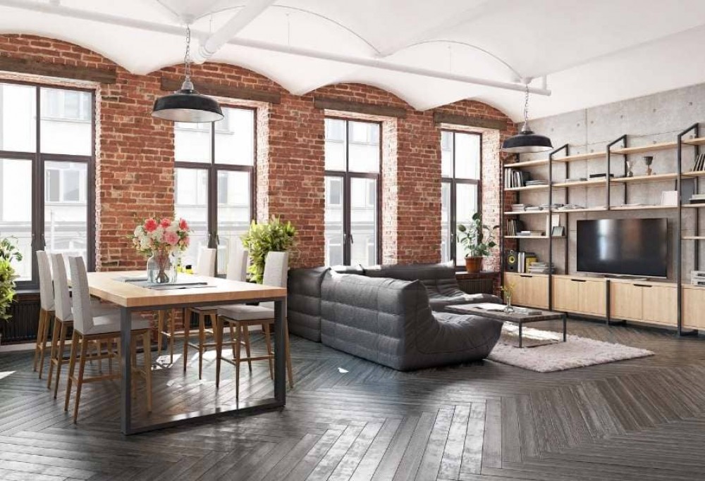 Soggiorno in stile loft